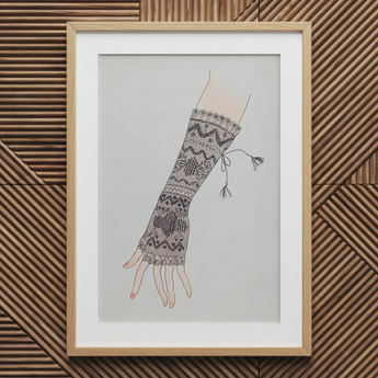 Mitt - Lillian Causey Impresión de Arte de Guante de Encaje de 1930, 20x30’’ / 51x76cm / Marco Natural / Cartón de Montaje de 2’’, Pósters Impresiones y Obras de Arte Visual, Toby
