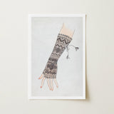 Mitt - Lillian Causey 1930s Lace Glove Art Print / Canvas Delicate Black White Knitted Arm Warmer Intricate Geometric Causey’s, Haute
