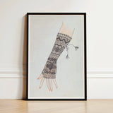 Mitt - Lillian Causey 1930s Lace Glove Art Print / Canvas Black-framed Artwork Hand Intricately Patterned Lace-like Wrist Warmer Causey’s,