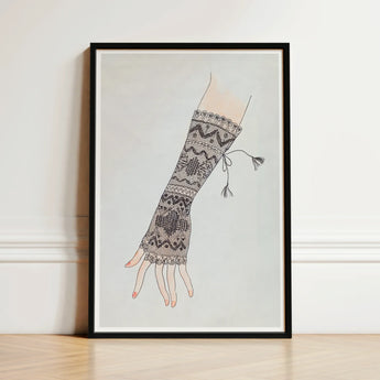 Mitt - Lillian Causey 1930s Lace Glove Art Print / Canvas Black-framed Artwork Hand Intricately Patterned Lace-like Wrist Warmer Causey’s,