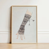 Mitt - Lillian Causey 1930s Lace Glove Art Print / Canvas Framed Illustration Hand Intricately Patterned Black Fingerless Causey’s, Haute