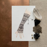 Mitt - Lillian Causey 1930s Lace Glove Art Print / Canvas Black Lace Fingerless Glove Illustration Intricate Geometric Floral Lillian