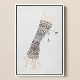 Mitt - Lillian Causey 1930s Lace Glove Art Print / Canvas Black Lace Fingerless Glove Intricate Geometric Floral Patterns Lillian Causey’s