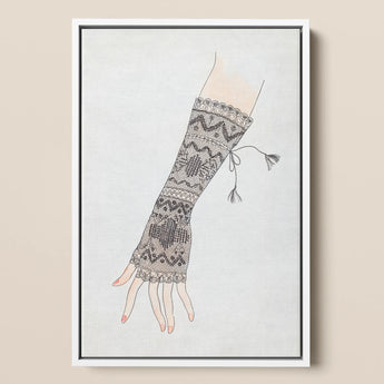 Mitt - Lillian Causey 1930s Lace Glove Art Print / Canvas Black Lace Fingerless Glove Intricate Geometric Floral Patterns Lillian Causey’s