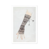 Mitt - Lillian Causey 1930s Lace Glove Art Print / Canvas Knitted Fingerless Glove Intricate Gray Geometric Patterns Decorative Lillian