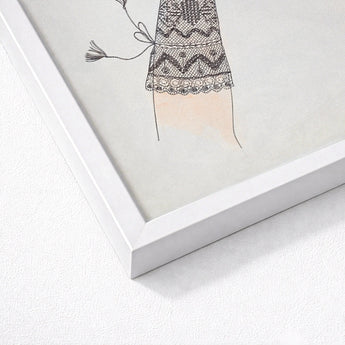 Mitt - Lillian Causey 1930s Lace Glove Art Print / Canvas White Framed Artwork Delicate Black Illustration Dress Causey’s, Haute Couture