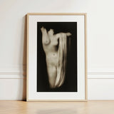 Modern Torso - Female Nude Arnold Genthe Art Print / Canvas Minimalist Black-and-white Photographic Figure Draped Fabric, Belongs, Genthe’s