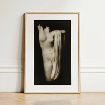 Modern Torso - Female Nude Arnold Genthe Art Print / Canvas Minimalist Black-and-white Photographic Figure Draped Fabric, Belongs, Genthe’s