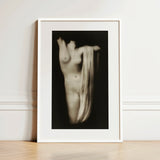 Modern Torso - Female Nude Arnold Genthe Art Print / Canvas Black-and-white Framed Photograph Figure Draped Fabric Encased, Belongs,