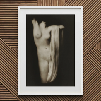 Modern Torso - Female Nude Arnold Genthe Art Print / Canvas Black-and-white Framed Photograph Nude Figure Draped Fabric Encased Modern