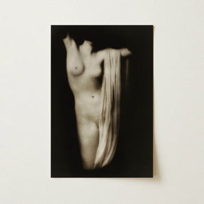 Modern Torso - Female Nude Arnold Genthe Art Print / Canvas Black-and-white Photographic Print Nude Figure Draped Fabric Dark Modern Torso,