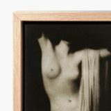 Modern Torso - Female Nude Arnold Genthe Art Print / Canvas Minimalist Wooden-framed Black-and-white Blurred Abstract Depiction, Belongs,