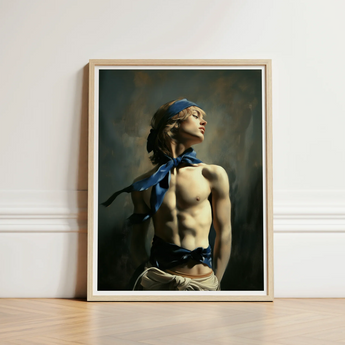 Molly - Neoclassical Femboy Sailor Art Print / Canvas Framed Painting Muscular Bare-chested Young Man Blonde Hair, Youthful Gay Vigor Prints