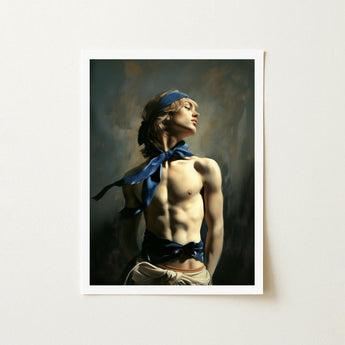 Molly - Neoclassical Femboy Sailor Art Print / Canvas Framed Muscular Young Man Blonde Hair, Youthful Gay Vigor Prints
