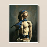 Molly - Neoclassical Femboy Sailor Art Print / Canvas Framed Painting Muscular Young Man Blonde Hair Blue Femboy Sailor Art, Neoclassical