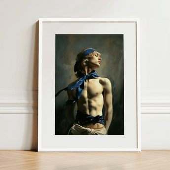 Molly - Neoclassical Femboy Sailor Art Print / Canvas White-framed Art Print Classical-style Portrait Muscular Young Man Femboy Sailor Art,