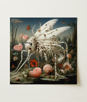 Surreal Canvas Print White Skeletal Insect Intricate Patterns Art, Renaissance Taxonomy, Began, Surrealist Skeleton Butterfly
