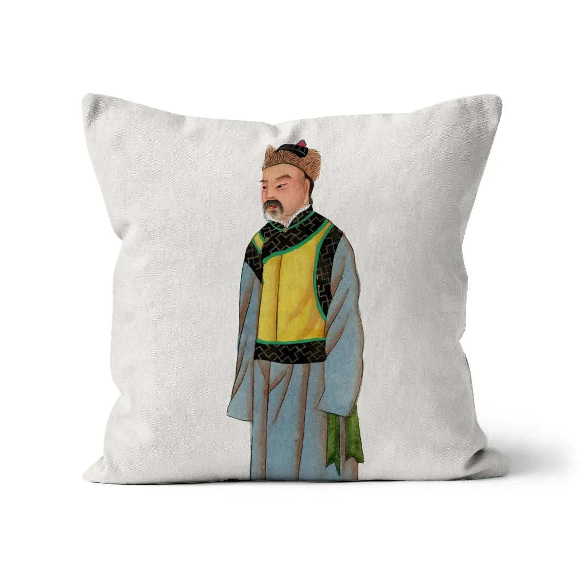 Mongolian Nobleman Cushion - Linen / 16’x16’ - Throw Pillows - Aesthetic Art