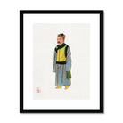 Mongolian Nobleman Manchu Fashion Art Print, Traditional Chinese Watercolor Illustration Figure Long Blue Robe