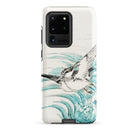 Mongolian Plover Numata Kashu Shūchō Gafu Samsung Case, Galaxy S20 Ultra / Matte, White Phone Case Black Teal Bird in Flight Design