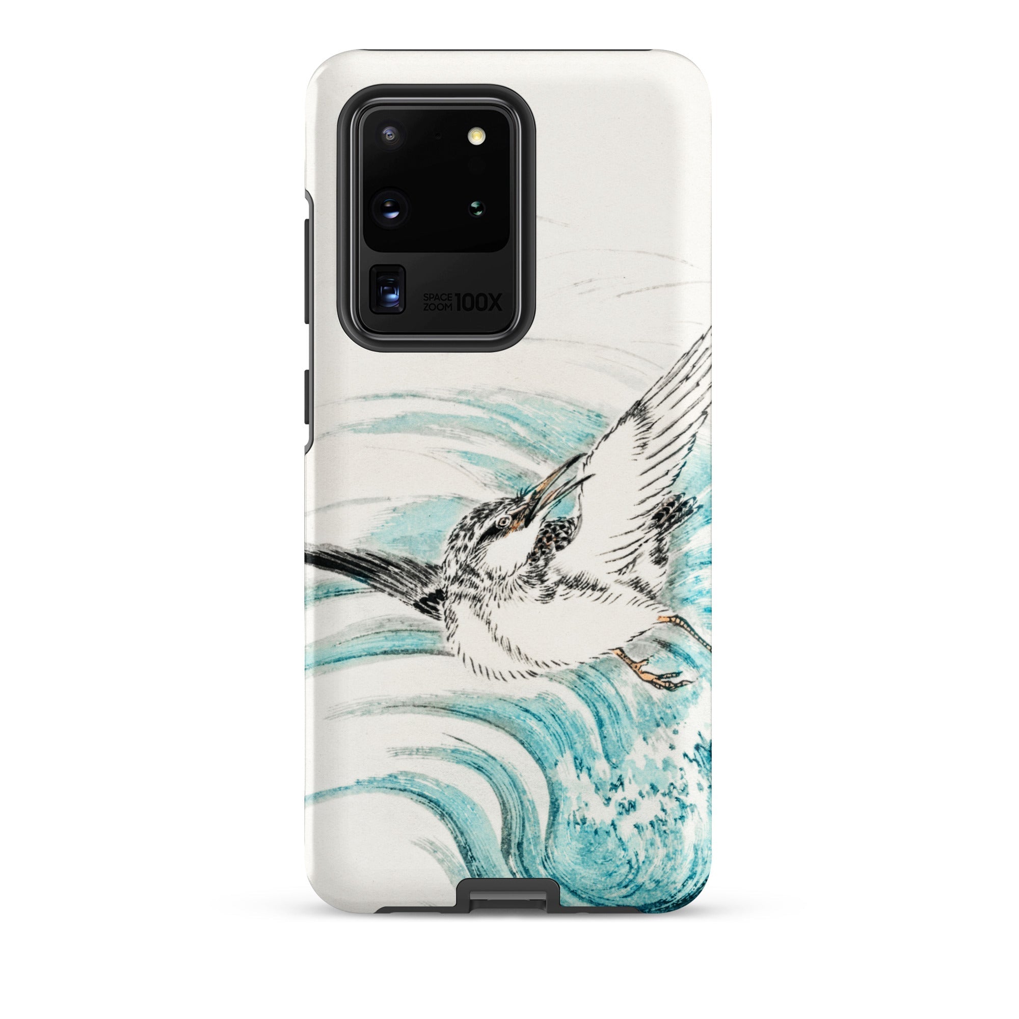 Mongolian Plover Numata Kashu Shūchō Gafu Samsung Case, Galaxy S20 Ultra / Matte, White Phone Case Black Teal Bird in Flight Design