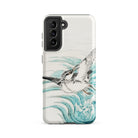 Mongolian Plover Numata Kashu Shūchō Gafu Samsung Case, Galaxy S21 Fe / Matte, White Smartphone Case Illustration Bird Blue Waves