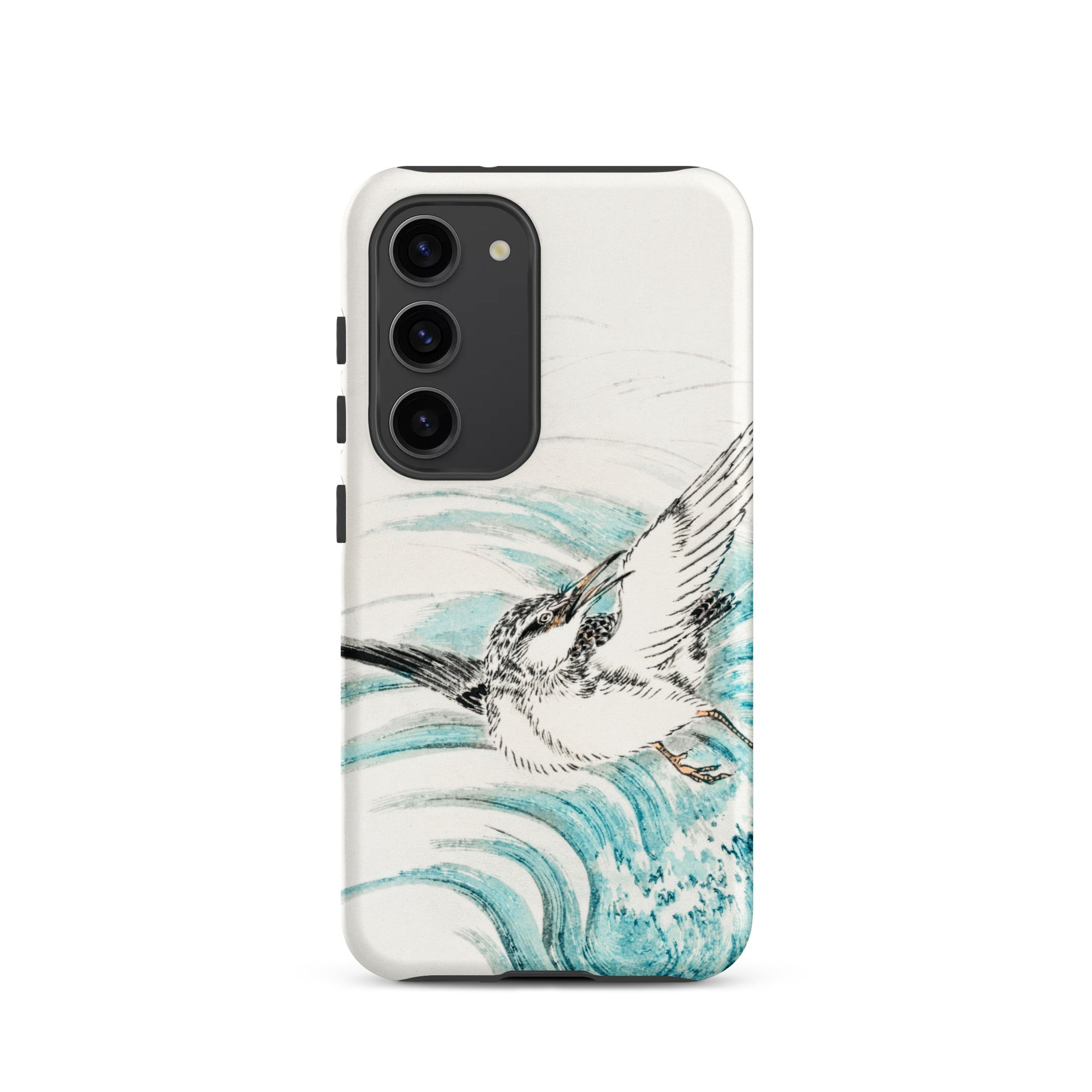 Mongolian Plover Numata Kashu Shūchō Gafu Samsung Case, Galaxy S23 / Matte, White Smartphone Case Bird Blue Waves