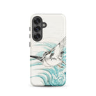 Mongolian Plover Numata Kashu Shūchō Gafu Samsung Case, Galaxy S25 / Matte, White Phone Case Black Teal Bird Wave Design