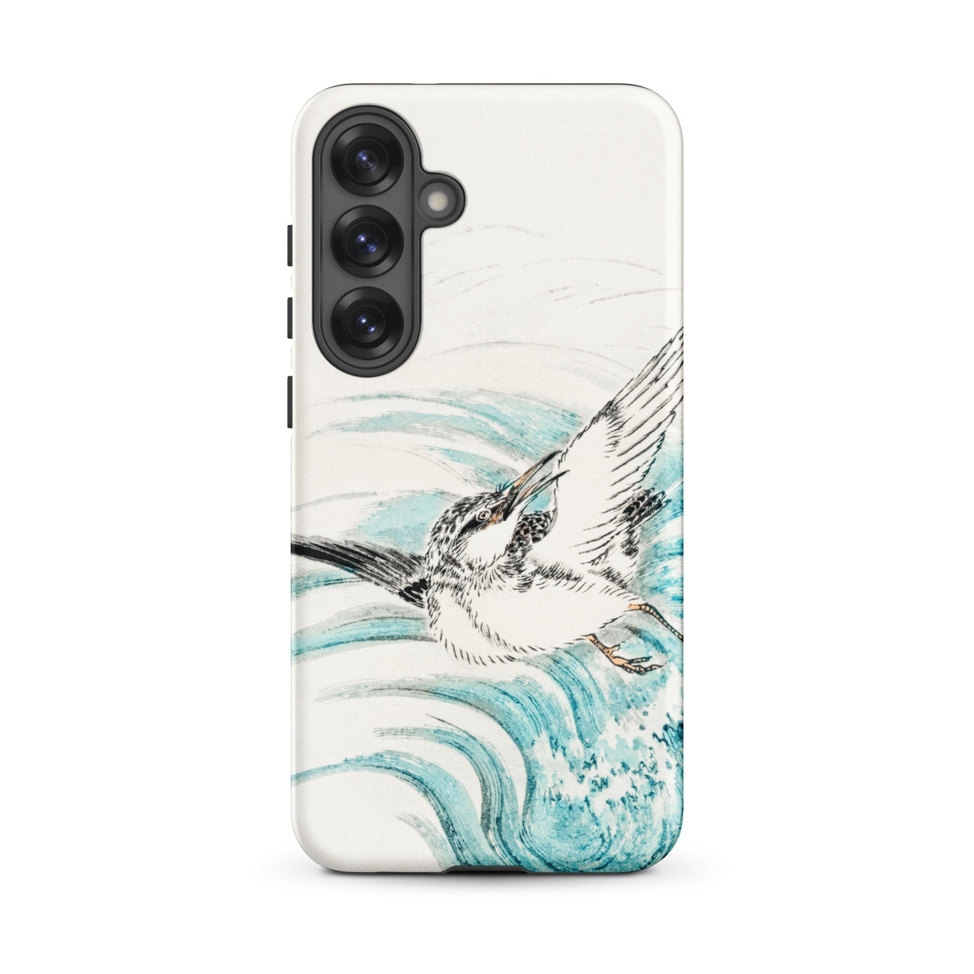 Mongolian Plover Numata Kashu Shūchō Gafu Samsung Case, Galaxy S25 Plus / Matte, White Phone Case Black Teal Kingfisher Bird Design