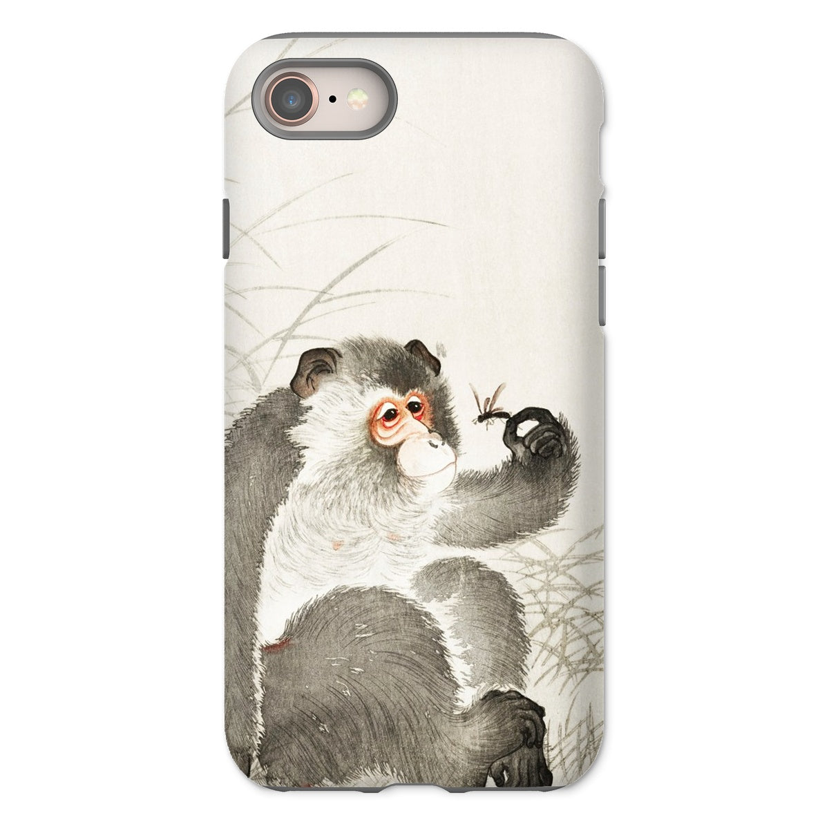 Monkey with Insect Ohara Koson Shin Hanga Iphone Case, 8 / Matte, Phone Case Artistic Illustration Monkey Ape Red Rimmed Eyes