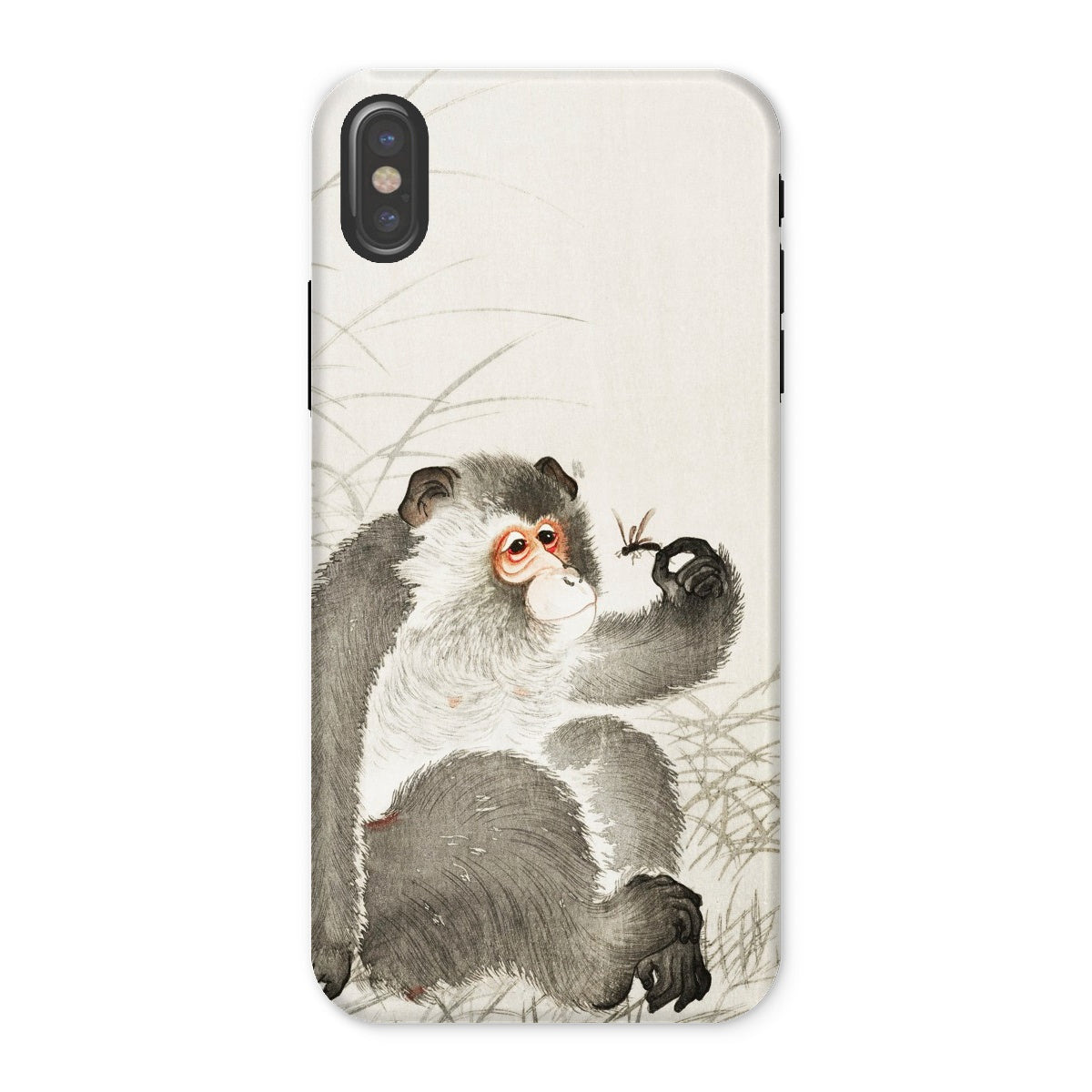 Monkey with Insect Ohara Koson Shin Hanga Iphone Case, x / Matte, Phone Case Watercolor Style Painting Monkey Insect