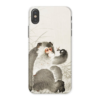 Monkey with Insect - Ohara Koson Shin-hanga Iphone Case, x / Matte, Phone Case Watercolor-style Painting Monkey Insect