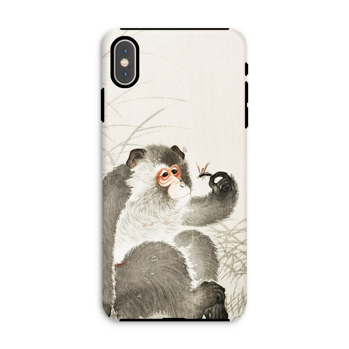 Monkey with Insect Ohara Koson Shin Hanga Iphone Case, Xs Max / Matte, Phone Case Watercolor Style Painting Monkey Orange Eyes