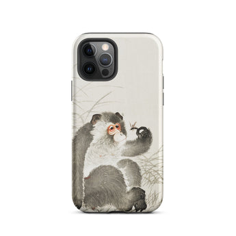 Monkey with Insect - Ohara Koson Shin-hanga Phone Case Iphone 12 Pro / Matte Smartphone Case Monkey Design Ohara Koson, Whimsical Fusion,
