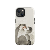 Monkey with Insect - Ohara Koson Shin-hanga Phone Case Iphone 14 / Matte Monkey-themed Phone Case Ohara Koson, Whimsical Fusion, Art Iphone