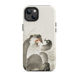 Monkey with Insect - Ohara Koson Shin-hanga Phone Case Iphone 14 Plus / Matte Monkey-themed Phone Case Ohara Koson, Whimsical Fusion, Art