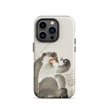 Monkey with Insect - Ohara Koson Shin-hanga Phone Case Iphone 14 Pro / Matte Monkey Art Iphone Case Ohara Koson, Whimsical Fusion,