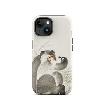 Monkey with Insect - Ohara Koson Shin-hanga Phone Case Iphone 15 / Matte Monkey-themed Phone Case Ohara Koson, Whimsical Fusion, Art Iphone