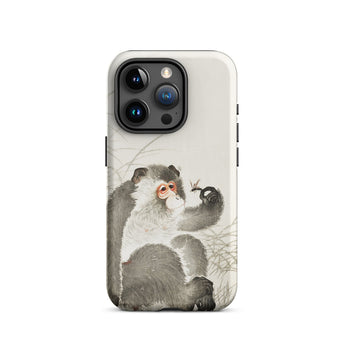 Monkey with Insect - Ohara Koson Shin-hanga Phone Case Iphone 15 Pro / Matte Monkey-themed Phone Case Ohara Koson, Whimsical Fusion, Art