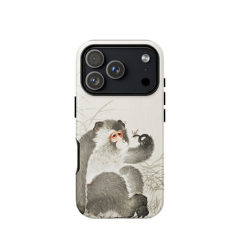 Monkey with Insect - Ohara Koson Shin-hanga Phone Case Iphone 17 Pro / Matte Iphone 13 Pro Max Case Panda Design Black Ohara Koson,