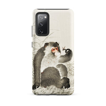 Monkey with Insect - Ohara Koson Shin-hanga Samsung Case, Galaxy S20 Fe / Matte, White Phone Case Japanese Ink Wash Painting Monkey