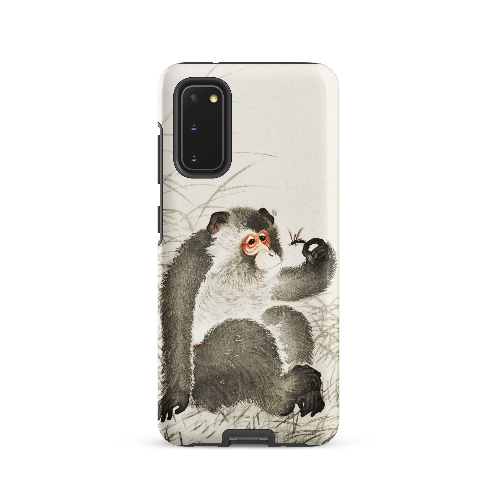 Monkey with Insect Ohara Koson Shin Hanga Samsung Case, Galaxy S20 / Matte, White Phone Case Japanese Ink Painting Monkey Butterfly