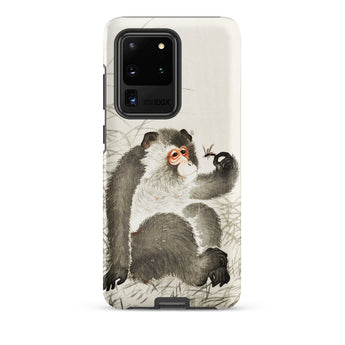Monkey with Insect - Ohara Koson Shin-hanga Samsung Case, Galaxy S20 Ultra / Matte, Smartphone Case Whimsical Monkey Illustration