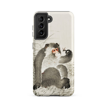 Monkey with Insect - Ohara Koson Shin-hanga Samsung Case, Galaxy S21 Fe / Matte, White Phone Case Vintage-style Illustration Monkey Branch