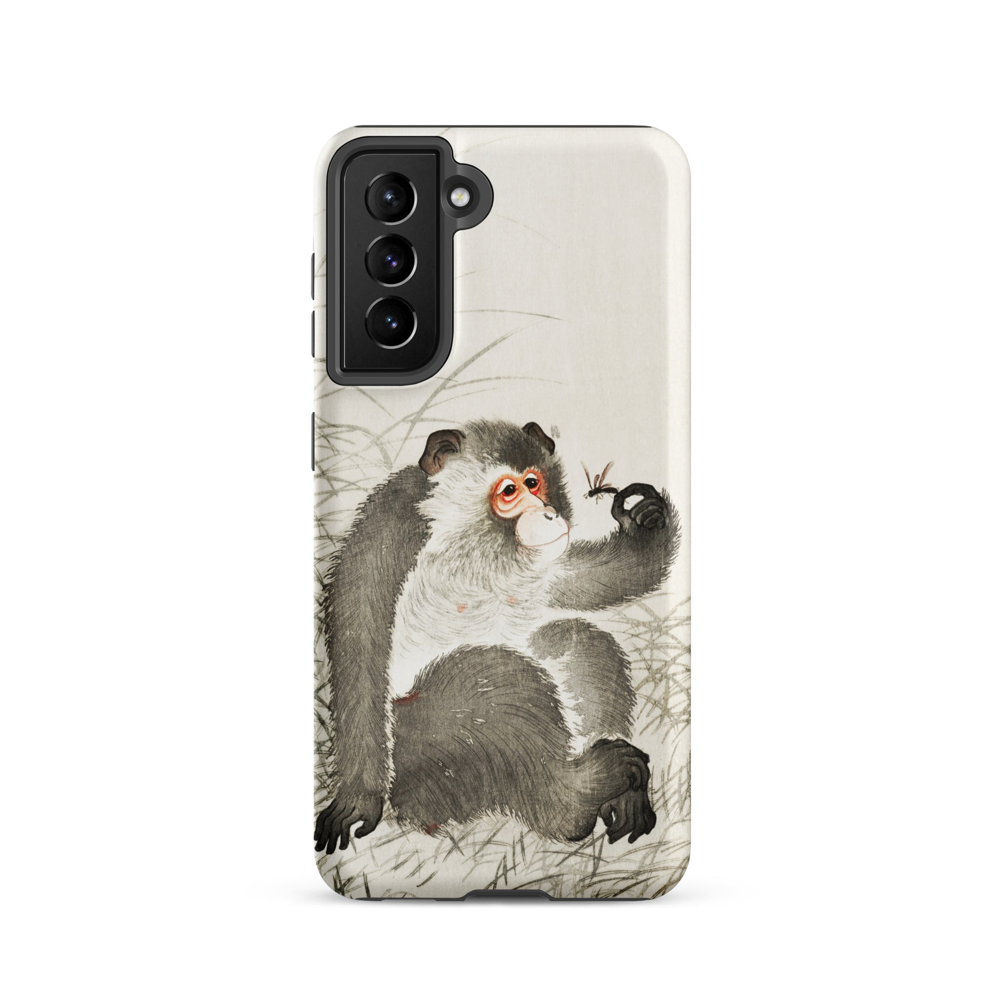Monkey with Insect Ohara Koson Shin Hanga Samsung Case, Galaxy S21 / Matte, White Phone Case Black Camera Module Outline Monkey