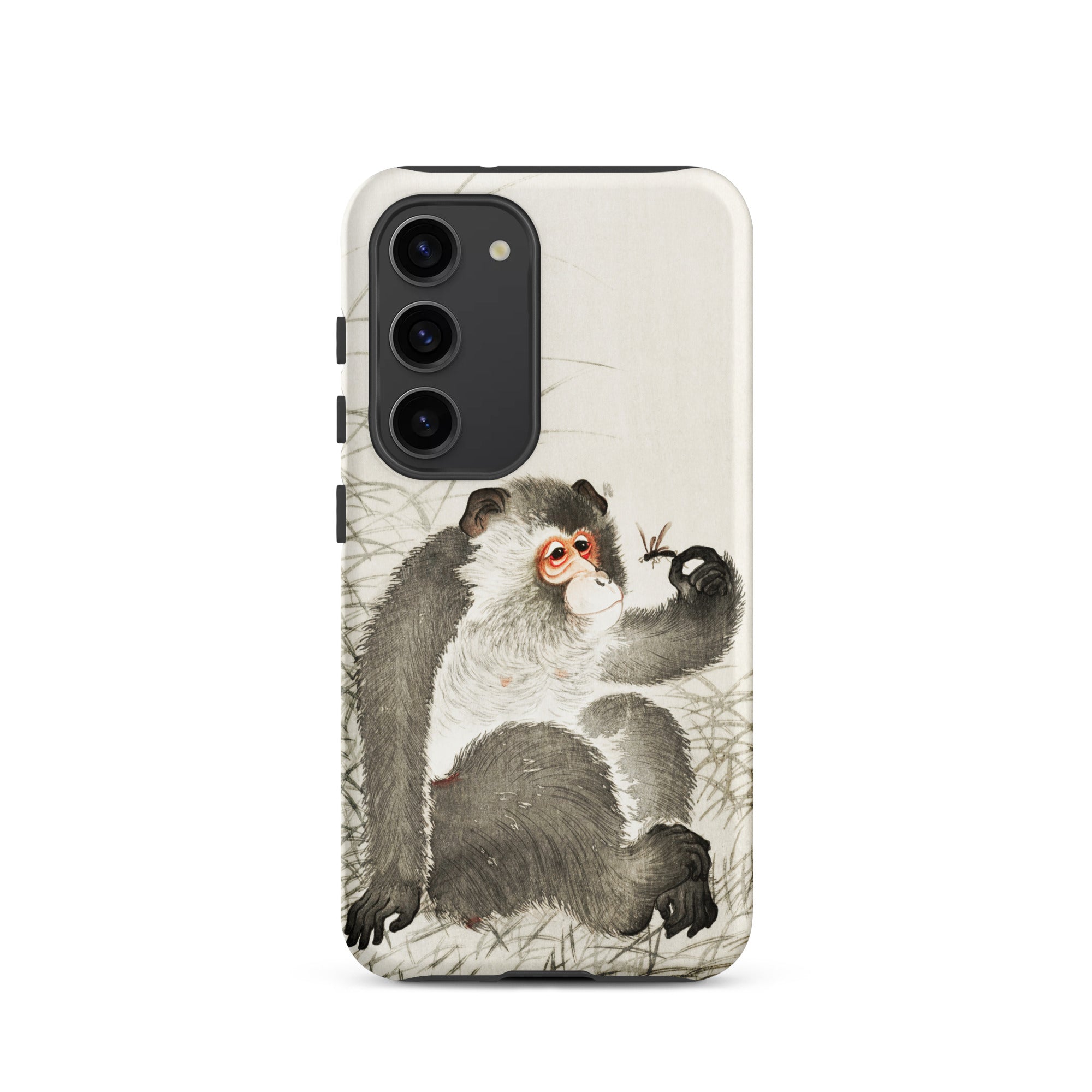 Monkey with Insect Ohara Koson Shin Hanga Samsung Case, Galaxy S23 / Matte, White Phone Case Black Camera Module Monkey Illustration