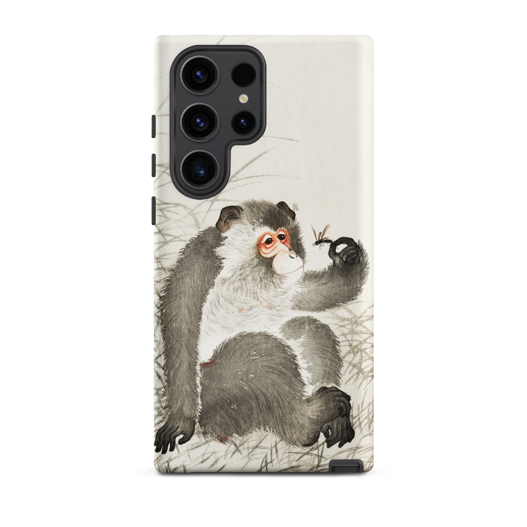 Monkey with Insect Ohara Koson Shin Hanga Samsung Case, Galaxy S23 Ultra / Matte, Smartphone White Case Illustration Monkey