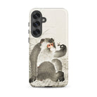 Monkey with Insect Ohara Koson Shin Hanga Samsung Case, Galaxy S25 Plus / Matte, White Phone Case Stylized Gray Monkey Reddish Face