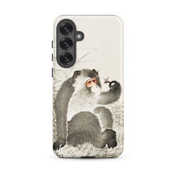 Monkey with Insect - Ohara Koson Shin-hanga Samsung Case, Galaxy S25 Plus / Matte, White Phone Case Stylized Gray Monkey Reddish Face