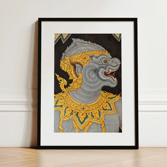 Monkey See too - Ancient Style Thai Fresco Art Print / Canvas, 12x16’’ / 31x41cm / Black Frame / Matboard, Posters Prints & Visual Artwork,